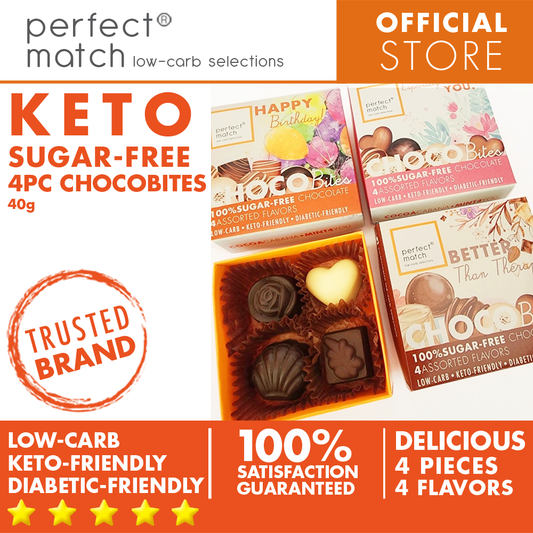 PerfectMatch Low-carb® l Keto Sugar-Free Chocolate l Chocobites l 4-PCS 4 Assorted Flavors 40grams
