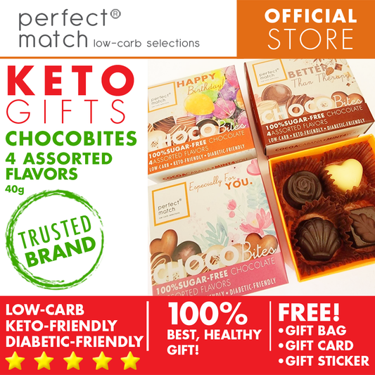PerfectMatch Low-carb® l Keto Sugar-Free Chocolate l Chocobites l 4-PCS 4 Assorted Flavors 40grams