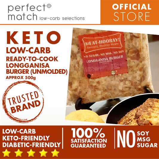 PerfectMatch Low-carb l Ready to Cook l Keto Longga Burger l Meathooray l  No Soy  l No Sugar l  No MSG  l 500g