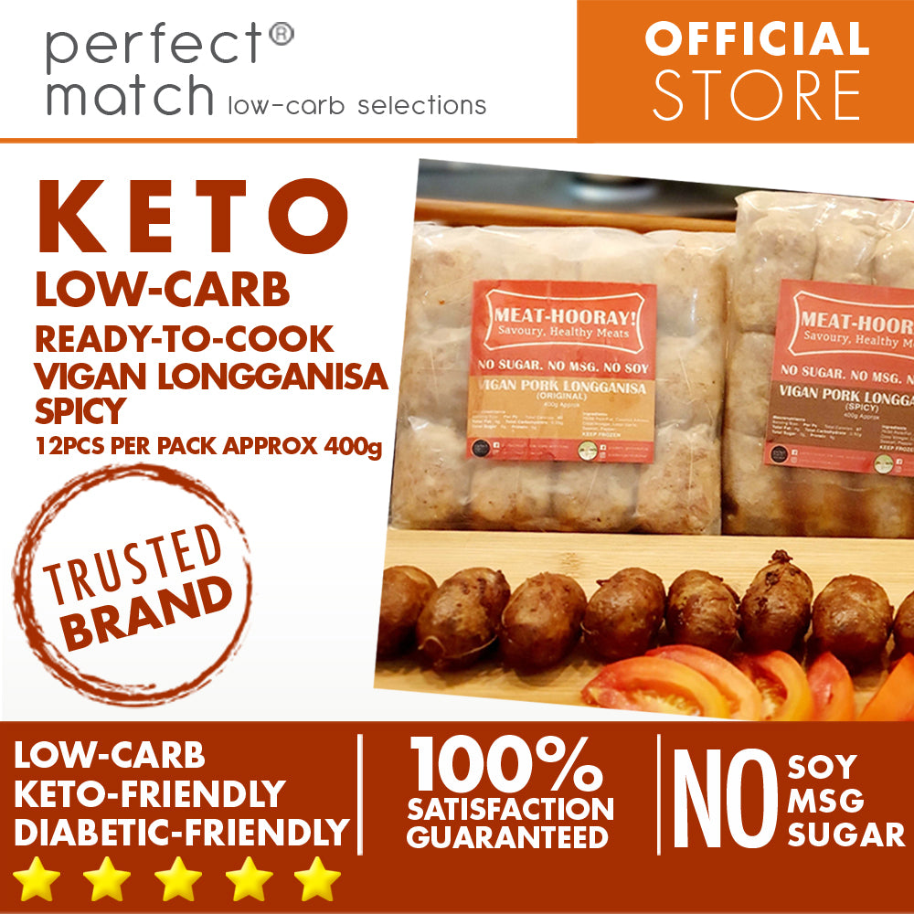 PerfectMatch Low-carb l Ready to Cook l Keto Vigan Longga Original or Spicy l Meathooray l No Soy l No Sugar l No MSG l 12 pieces