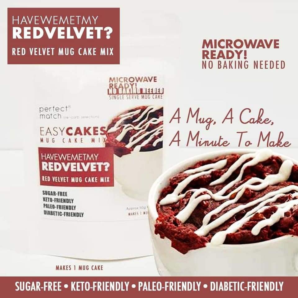 PerfectMatch Low-carb l Keto Red Velvet Mug cake Mix l Havewemet my RED VELVET 50g l Sugarfree
