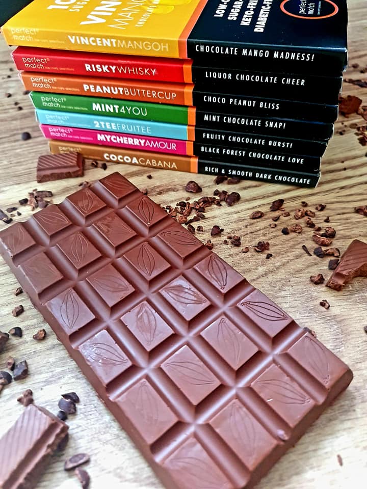 PerfectMatch Low-carb l Keto Sugar-Free Chocolate Black Forest l My Cherry Amour 90g l Sugarfree