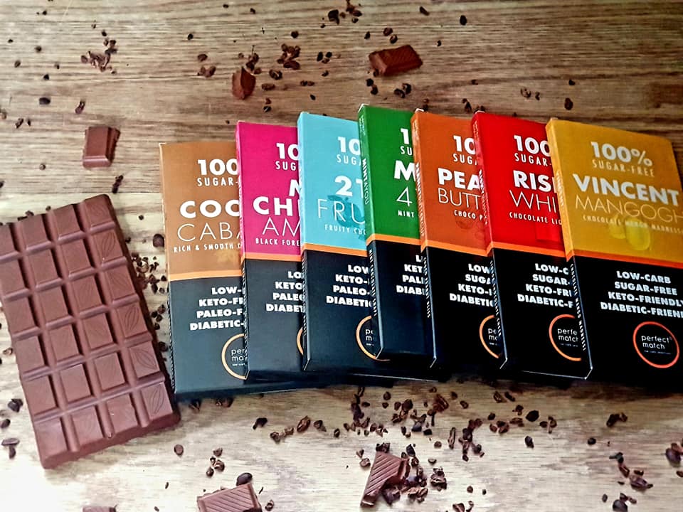 PerfectMatch Low-carb l Keto Sugar-Free Chocolate I Mint 4 u 90g l Sugarfree