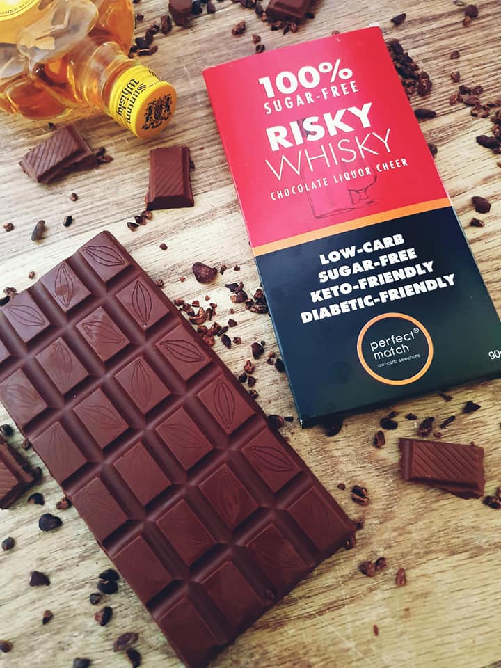 PerfectMatch Low-carb l Keto Sugar-Free Chocolate Liquor I Risky Whisky 45g l Sugarfree