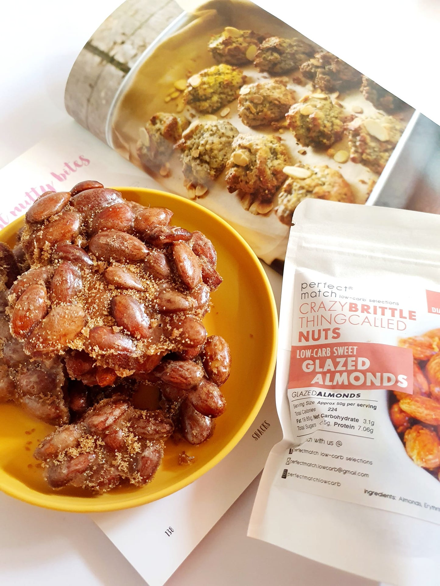 PerfectMatch Low-carb® l Keto Sweet-Glazed Almond Brittle l 65 grams l Sugar-free