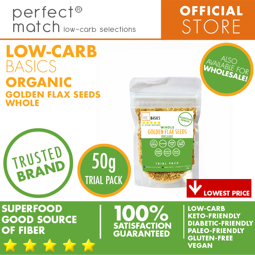 PerfectMatch Low-carb® l Golden Flax Seeds Whole I Low-carb l Keto-Friendly l Paleo-Friendly l Gluten-Free l Diabetic- Friendly l Vegan l Good Source of Fiber