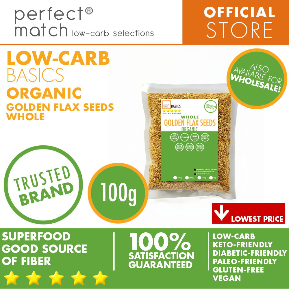 PerfectMatch Low-carb® l Golden Flax Seeds Whole I Low-carb l Keto-Friendly l Paleo-Friendly l Gluten-Free l Diabetic- Friendly l Vegan l Good Source of Fiber