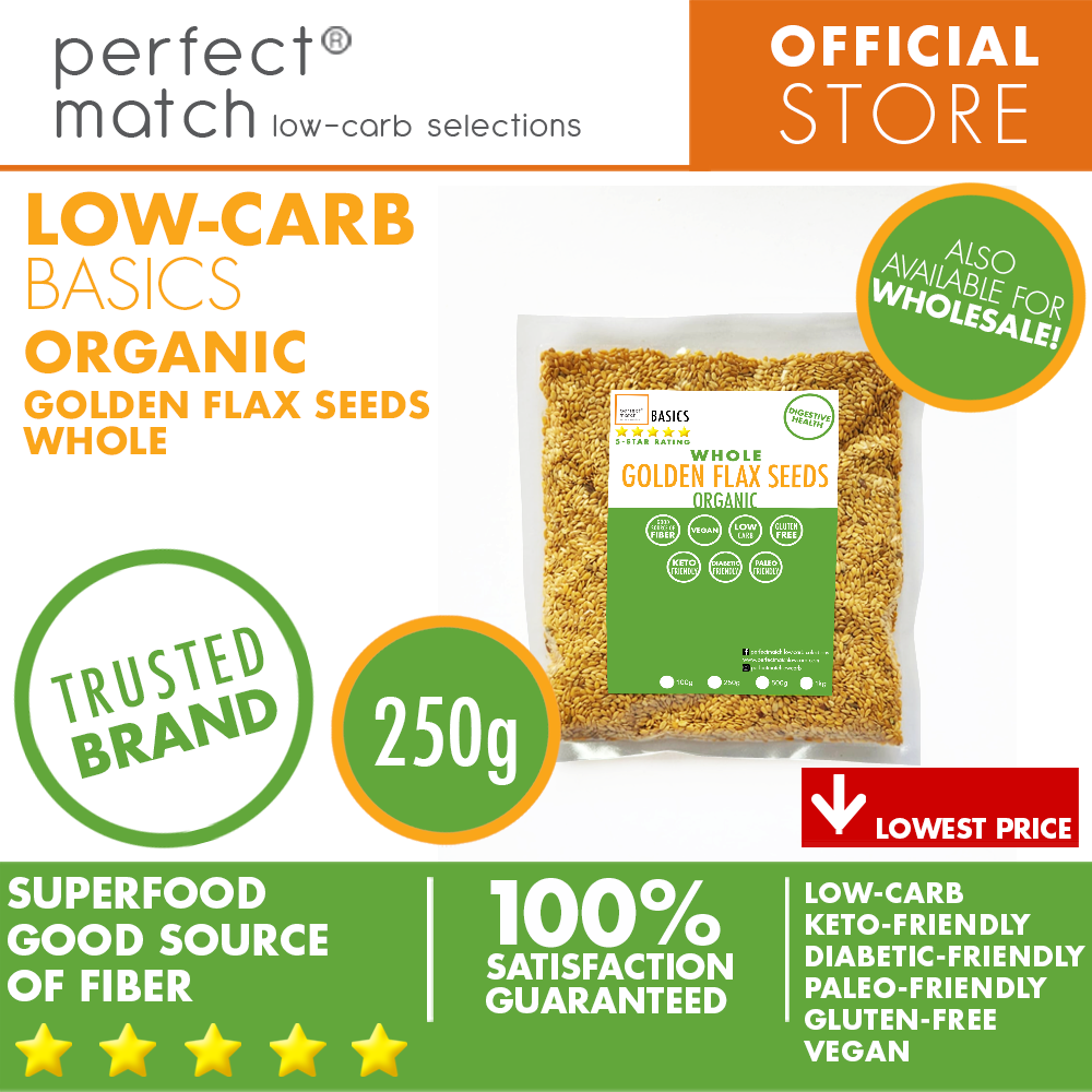 PerfectMatch Low-carb® l Golden Flax Seeds Whole I Low-carb l Keto-Friendly l Paleo-Friendly l Gluten-Free l Diabetic- Friendly l Vegan l Good Source of Fiber