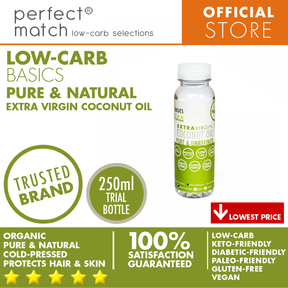 PerfectMatch Low-carb l Extra Virgin Coconut Oil I Cold Pressed & Unrefined I Low-carb l Keto-Friendly I Gluten-Free I Vegan