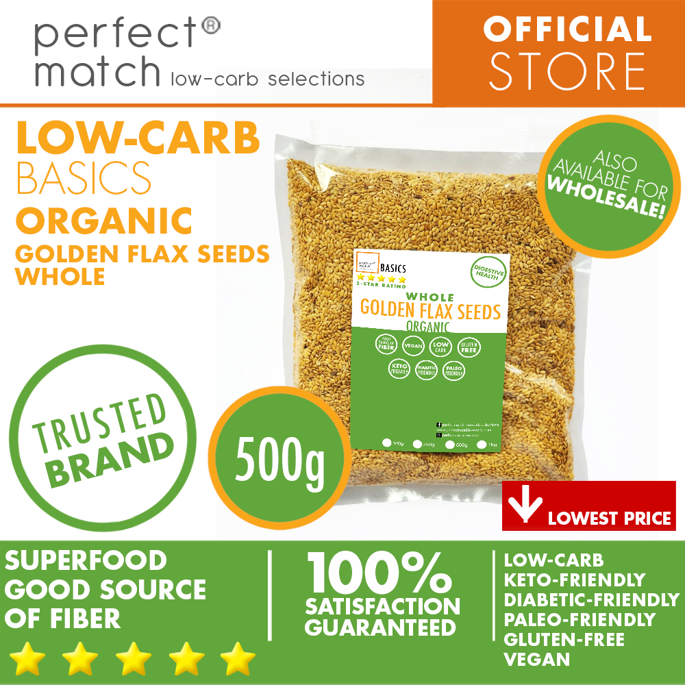 PerfectMatch Low-carb® l Golden Flax Seeds Whole I Low-carb l Keto-Friendly l Paleo-Friendly l Gluten-Free l Diabetic- Friendly l Vegan l Good Source of Fiber