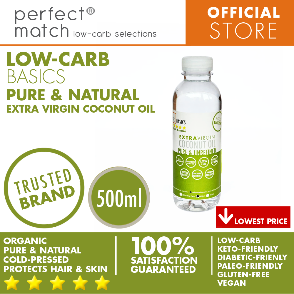 PerfectMatch Low-carb l Extra Virgin Coconut Oil I Cold Pressed & Unrefined I Low-carb l Keto-Friendly I Gluten-Free I Vegan