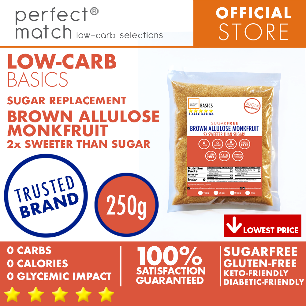 PerfectMatch Low-carb® l Brown Allulose Monkfruit Blend I Sugar-Free I Low-carb I Keto-Friendly I Gluten-Free I Sugar Replacement