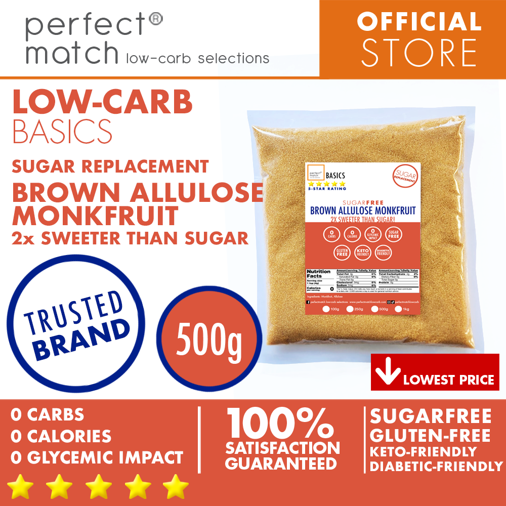 PerfectMatch Low-carb® l Brown Allulose Monkfruit Blend I Sugar-Free I Low-carb I Keto-Friendly I Gluten-Free I Sugar Replacement