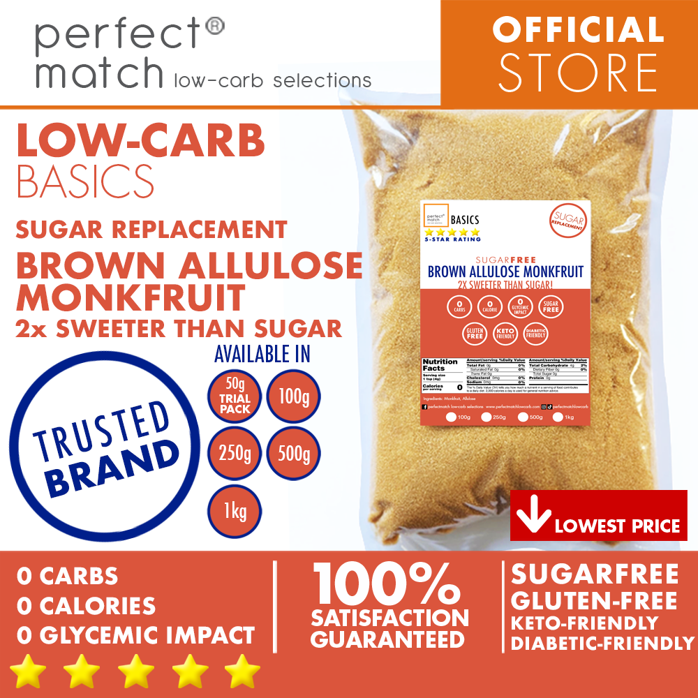 PerfectMatch Low-carb® l Brown Allulose Monkfruit Blend I Sugar-Free I Low-carb I Keto-Friendly I Gluten-Free I Sugar Replacement