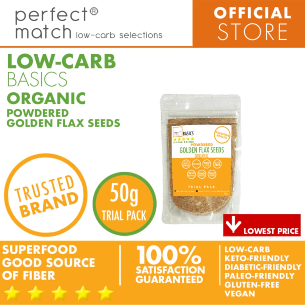 PerfectMatch Low-carb® l Golden Flax Seeds Powder I Low-carb l Keto-Friendly l Paleo-Friendly l Gluten-Free l Diabetic- Friendly l Vegan l Good Source of Fiber