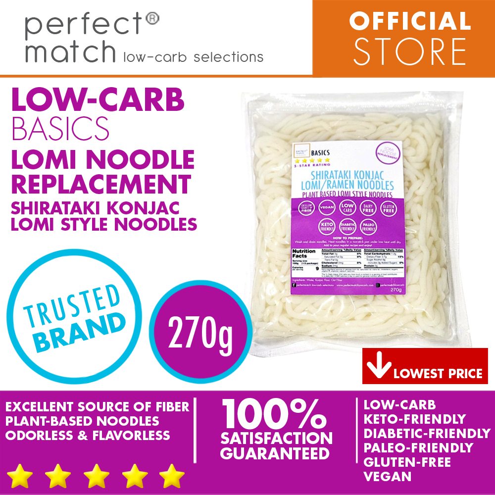 PerfectMatch Low-carb® l Shirataki Konjac Lomi Noodle I Low-carb l Keto-Friendly l Paleo-Friendly l Gluten-Free l Diabetic- Friendly l Vegan l Good Source of Fiber l Lomi Noodle Allternative