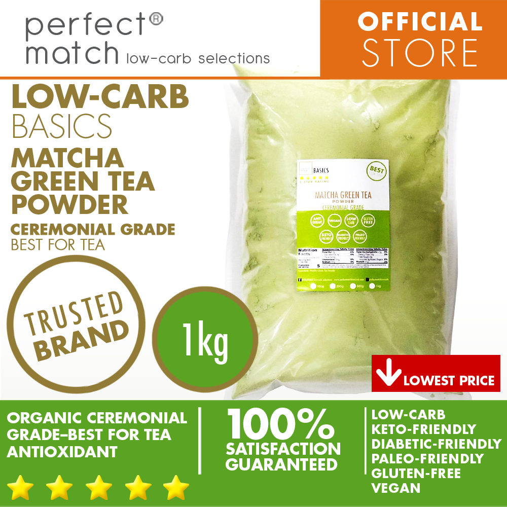 PerfectMatch Low-carb® l Matcha Green Tea Powder l Ceremonial Grade I Keto-Friendly l Paleo-Friendly l Gluten-Free l Diabetic- Friendly l Best for Matcha Tea