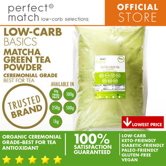PerfectMatch Low-carb® l Matcha Green Tea Powder l Ceremonial Grade I Keto-Friendly l Paleo-Friendly l Gluten-Free l Diabetic- Friendly l Best for Matcha Tea