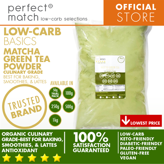 PerfectMatch Low-carb® l Matcha Green Tea Powder l Culinary Grade I Keto-Friendly l Paleo-Friendly l Gluten-Free l Diabetic- Friendly l Best for Baking and SmoothiesFree l Diabetic- Friendly l Best for Matcha Tea