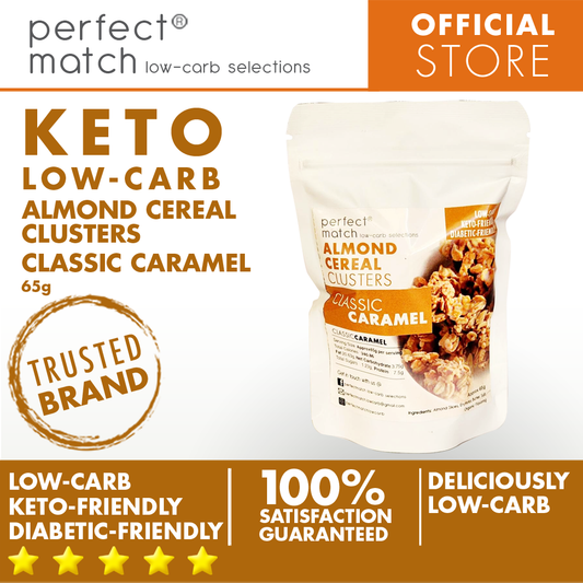 PerfectMatch Low-carb® l Keto Almond Cereal Clusters l Classic Caramel l 65 grams l Sugar-free