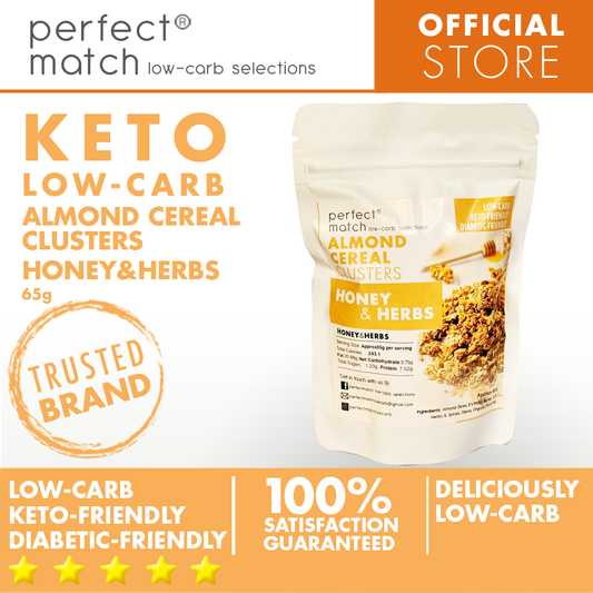 PerfectMatch Low-carb® l Keto Almond Cereal Clusters l Honey & Herbs l 65 grams l Sugar-free