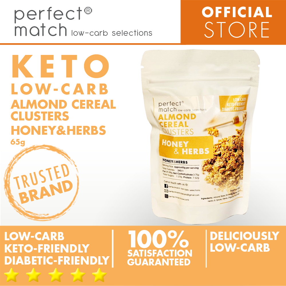 PerfectMatch Low-carb® l Keto Almond Cereal Clusters l Apple Cinnamon l 65 grams l Sugar-free