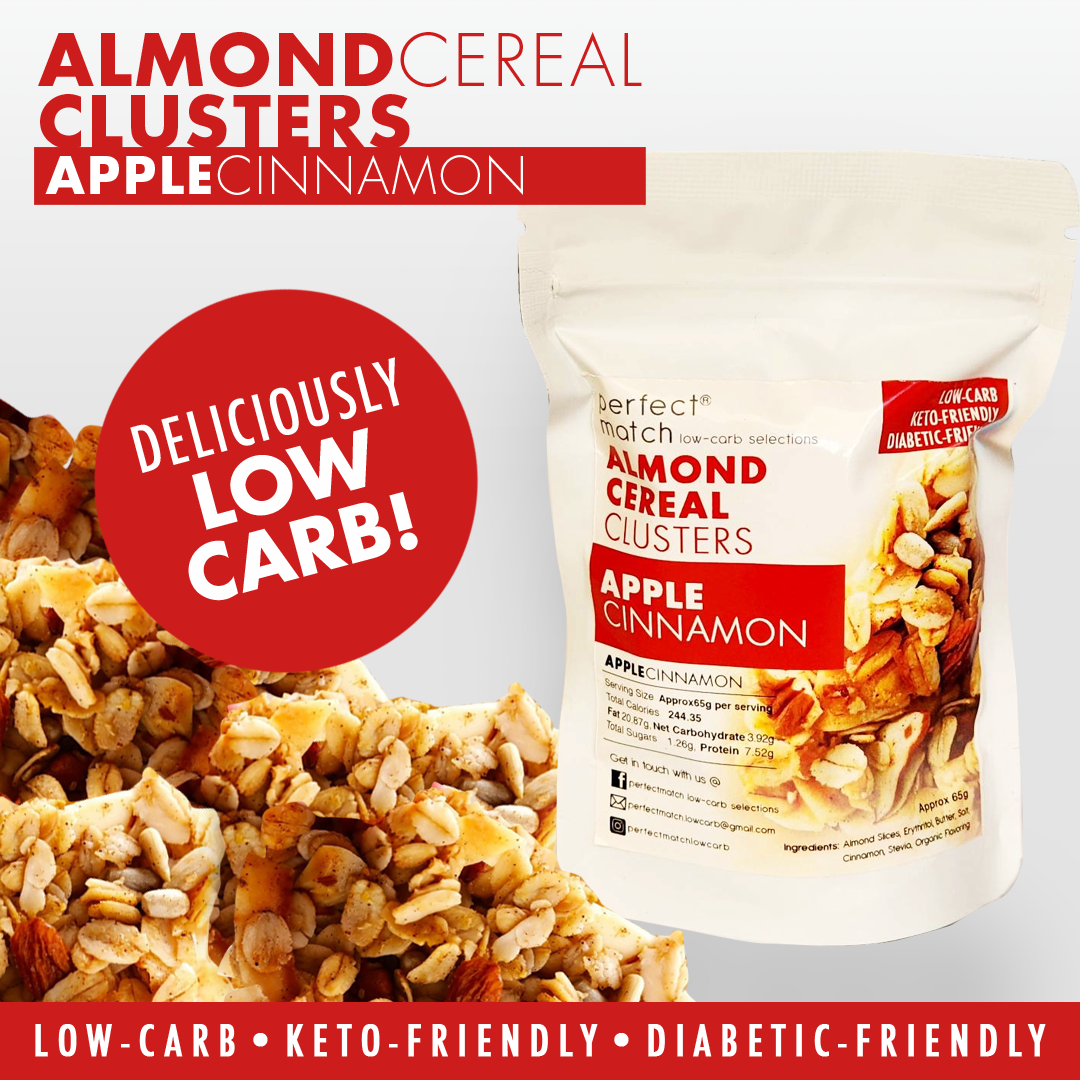 PerfectMatch Low-carb® l Keto Almond Cereal Clusters l Apple Cinnamon l 65 grams l Sugar-free