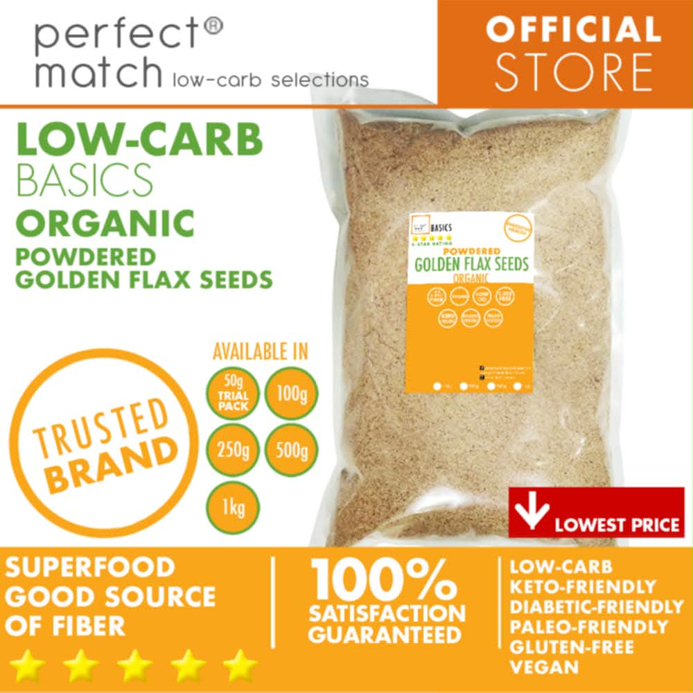 PerfectMatch Low-carb® l Golden Flax Seeds Powder I Low-carb l Keto-Friendly l Paleo-Friendly l Gluten-Free l Diabetic- Friendly l Vegan l Good Source of Fiber