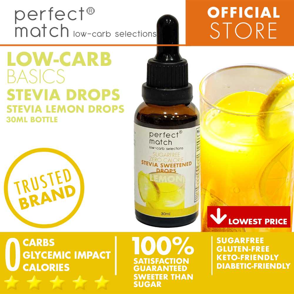 PerfectMatch Low-carb® | Stevia Drops Lemon Flavor | Sugar-free | Sweetened Stevia Drops | Zero Calorie | Keto-friendly I 30ml