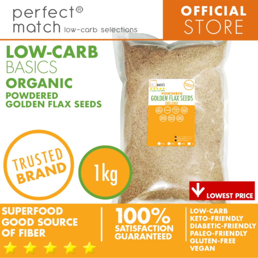 PerfectMatch Low-carb® l Golden Flax Seeds Powder I Low-carb l Keto-Friendly l Paleo-Friendly l Gluten-Free l Diabetic- Friendly l Vegan l Good Source of Fiber