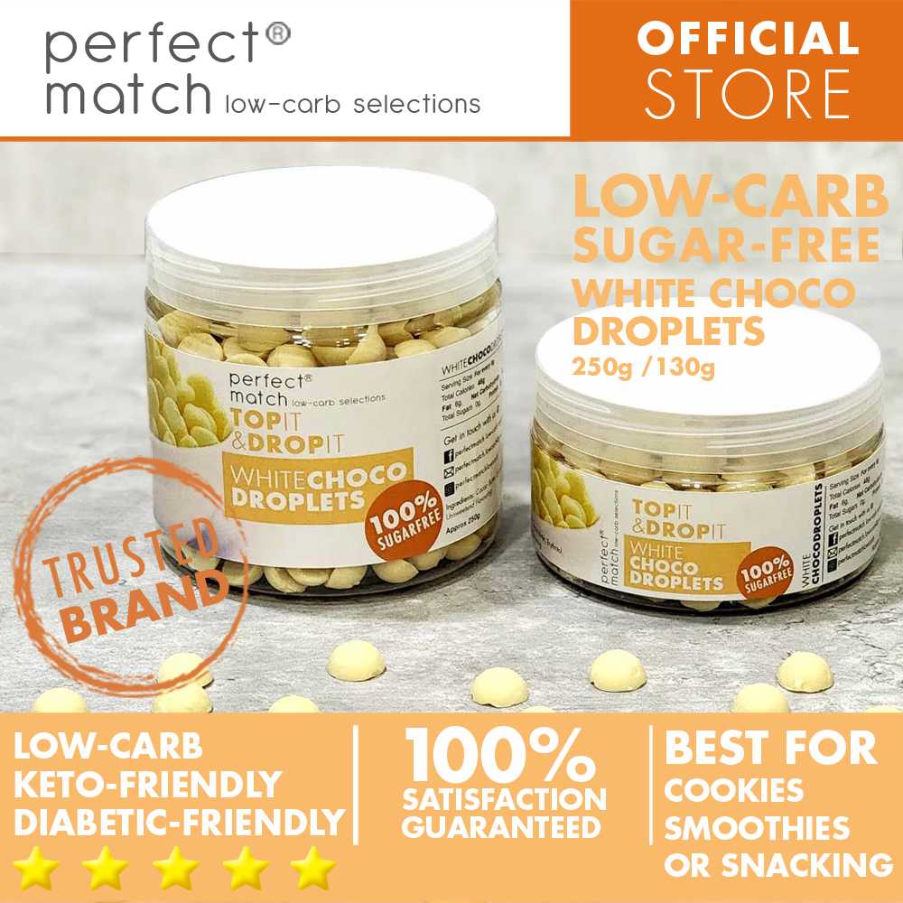 Perfectmatch Low-carb Dark Choco Droplets  is a Low-carb, Sugar-Free, Keto-Friendly, Diabetic-Friendly Chocolate droplet best for smoothies, baking or simply for snacking and made low-carb. Created by Low-carb practitioners and enthusiasts, Perfectmatch Low-carb Selections is a trusted brand in the Low-carb and Keto community.