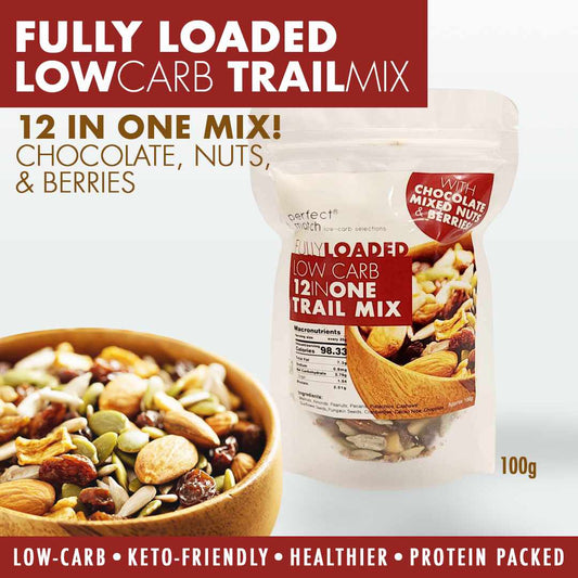PerfectMatch Low-carb® l Low-Carb Trail Mix l Fully Loaded 12-in-1 l Chocolates, Mixed Nuts, Berries l 100grams