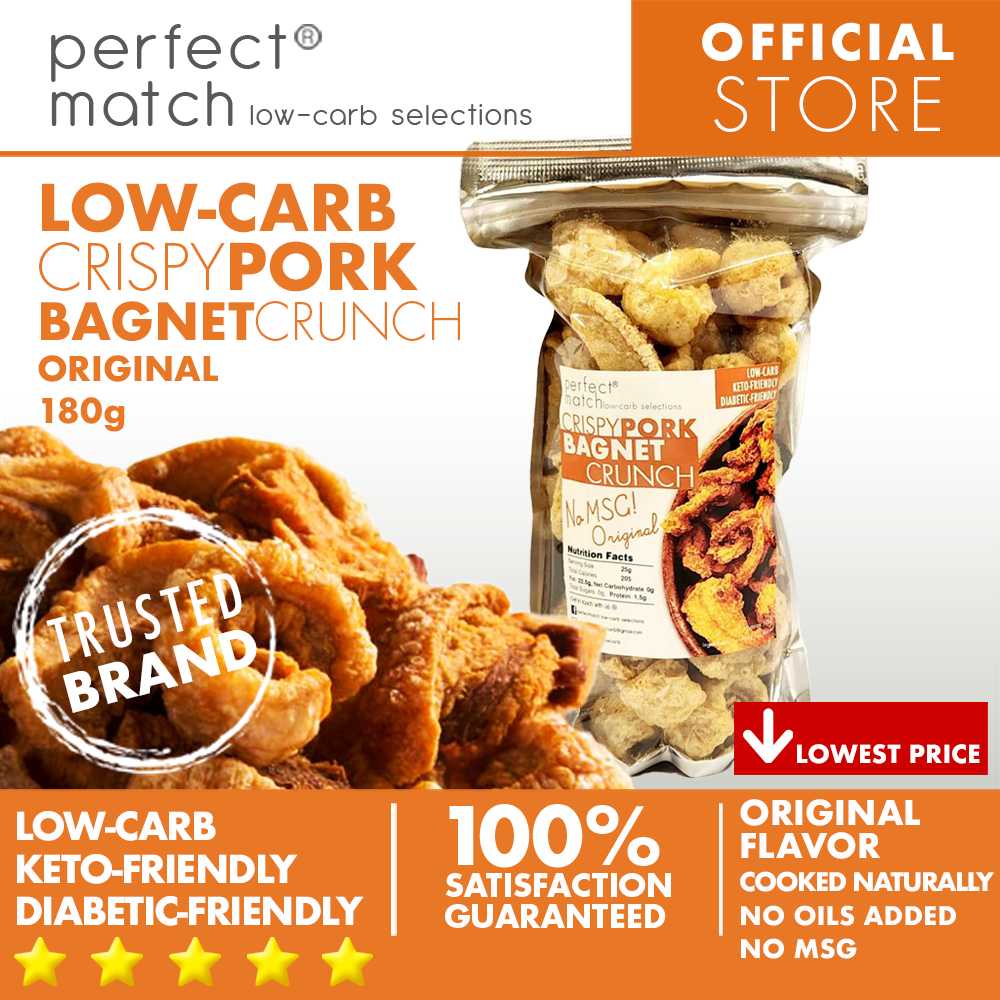 PerfectMatch Low-carb® l Low-Carb Trail Mix l Pork Bagnet Crunch l Original or Spicy I Keto-friendly l 180 grams