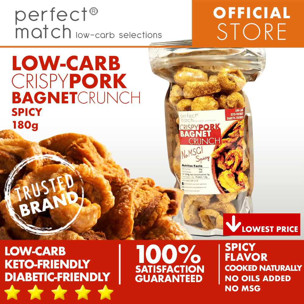 PerfectMatch Low-carb® l Low-Carb Trail Mix l Pork Bagnet Crunch l Original or Spicy I Keto-friendly l 180 grams
