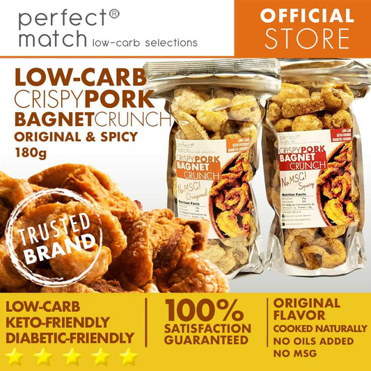 PerfectMatch Low-carb® l Low-Carb Trail Mix l Pork Bagnet Crunch l Original or Spicy I Keto-friendly l 180 grams