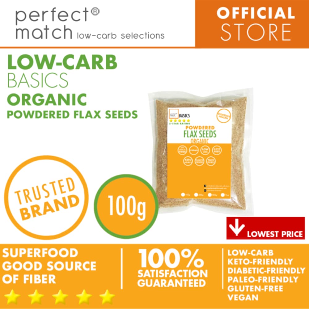 PerfectMatch Low-carb® l Flax Seeds Powder I Low-carb l Keto-Friendly l Paleo-Friendly l Gluten-Free l Diabetic- Friendly l Vegan l Good Source of Fiber