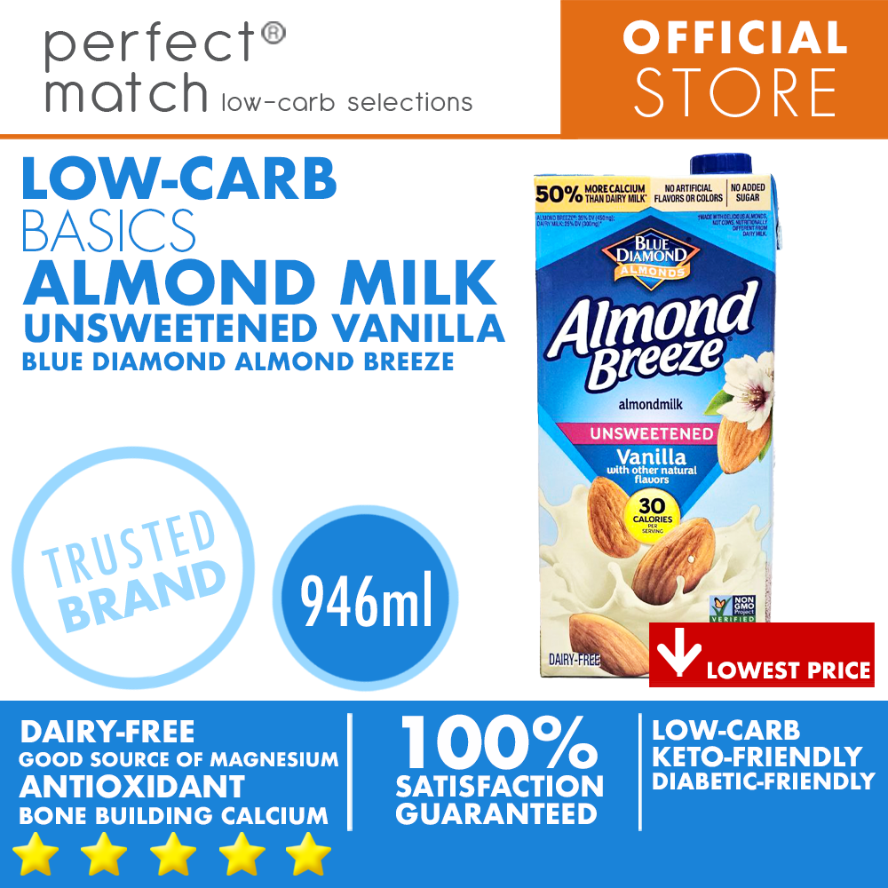 PerfectMatch Low-carb® I Blue Diamond Almond Breeze Almond Milk Unsweetened Vanilla I Low-carb I Keto-friendly I 946ml