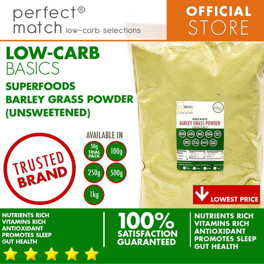 PerfectMatch Low-carb® | Barley Grass Powder | Organic | Unsweetened | Super Food | Health Boosting | Gluten-Free | Promotes Sleep | Gut Health | Anti-Inflammatory | Protects Liver | Alkalizing Properties