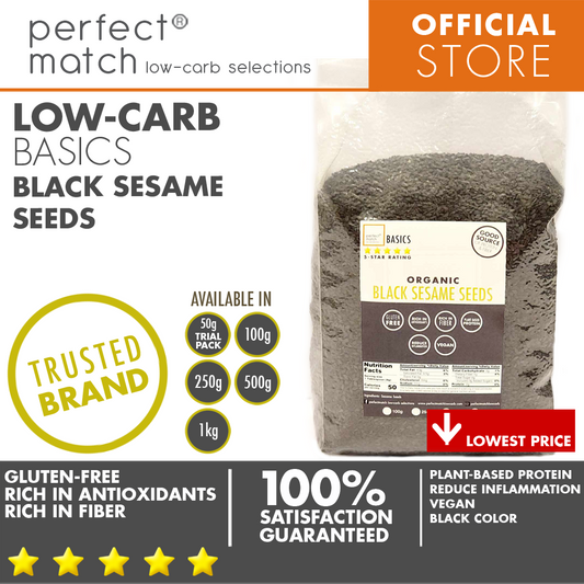 PerfectMatch Low-carb | Black Sesame Seeds | Healthy Super Food | Organic | Rich in Fiber | Gluten-Free | Plant-Based Protein | Vegan | Anti-Inflammatory