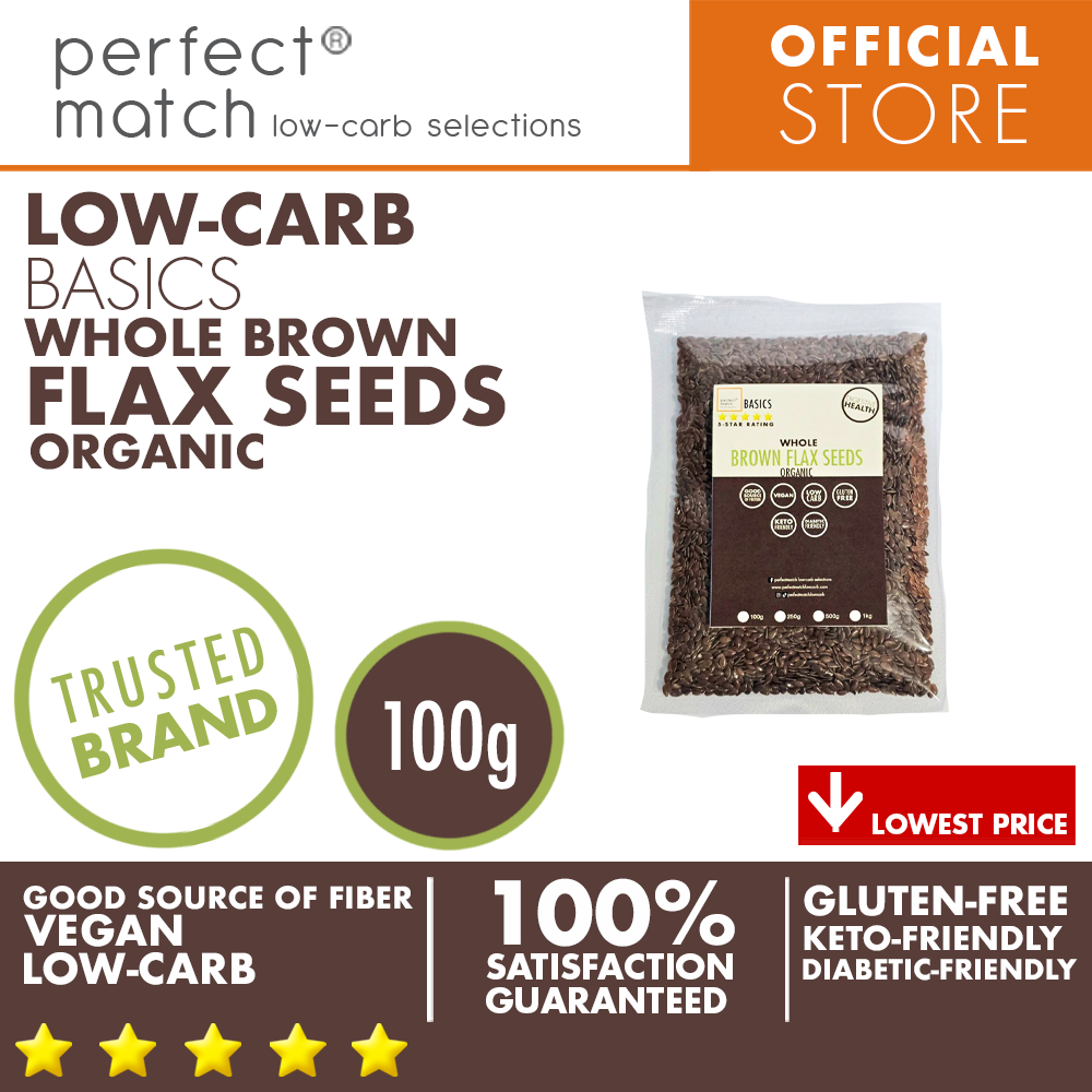 PerfectMatch Low-carb® I Brown Flax Seeds Whole I Low-carb I Keto Friendly I Gluten Free I Vegan I Good Source of Fiber