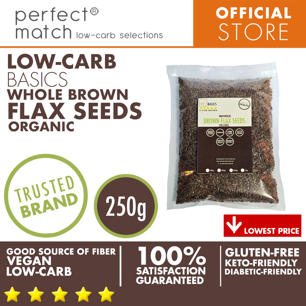 PerfectMatch Low-carb® I Brown Flax Seeds Whole I Low-carb I Keto Friendly I Gluten Free I Vegan I Good Source of Fiber