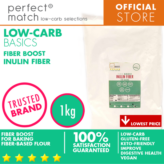 PerfectMatch Low-carb® | Inulin Fiber | Fiber Boost | Fiber-based Flour | Gluten-Free | Keto-Friendly | Vegan | Baking Essentials | Improve Digestive Health