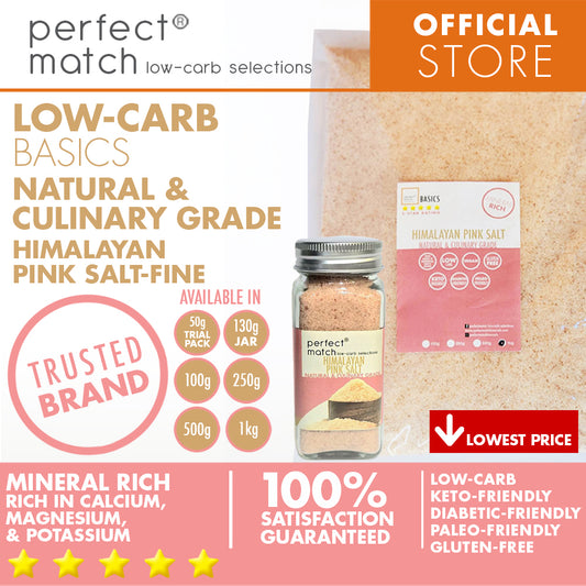 PerfectMatch Low-carb® l Pink Fine Himalayan Salt I Low-carb l Keto-Friendly l Paleo-Friendly l Gluten-Free l Diabetic-Friendly l Vegan l Rich in Minerals
