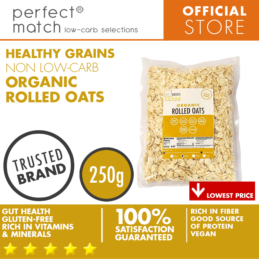 PerfectMatch Low-carb® | Organic Rolled Oats | Natural Super Food | High in Protein | Gluten-Free | Rich in Fiber | Vegan | Packed with Vitamins and Minerals