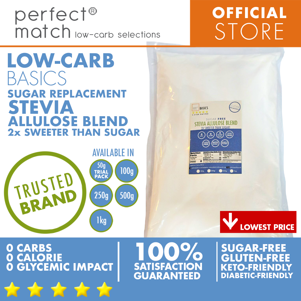 PerfectMatch Low-carb® I Stevia Allulose Blend I Sugar-Free I Low-carb I Keto-Friendly l Gluten-Free l Sugar Replacement