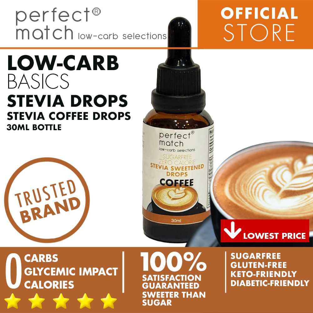 PerfectMatch Low-carb® | Stevia Drops Coffee Flavor | Sugar-free | Sweetened Stevia Drops | Zero Calorie | Keto-friendly I 30ml