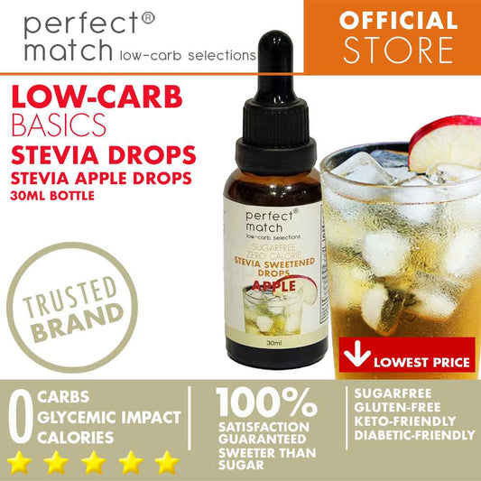 PerfectMatch Low-carb® | Stevia Drops Apple Flavor | Sugar-free | Sweetened Stevia Drops | Zero Calorie | Keto-friendly I 30ml