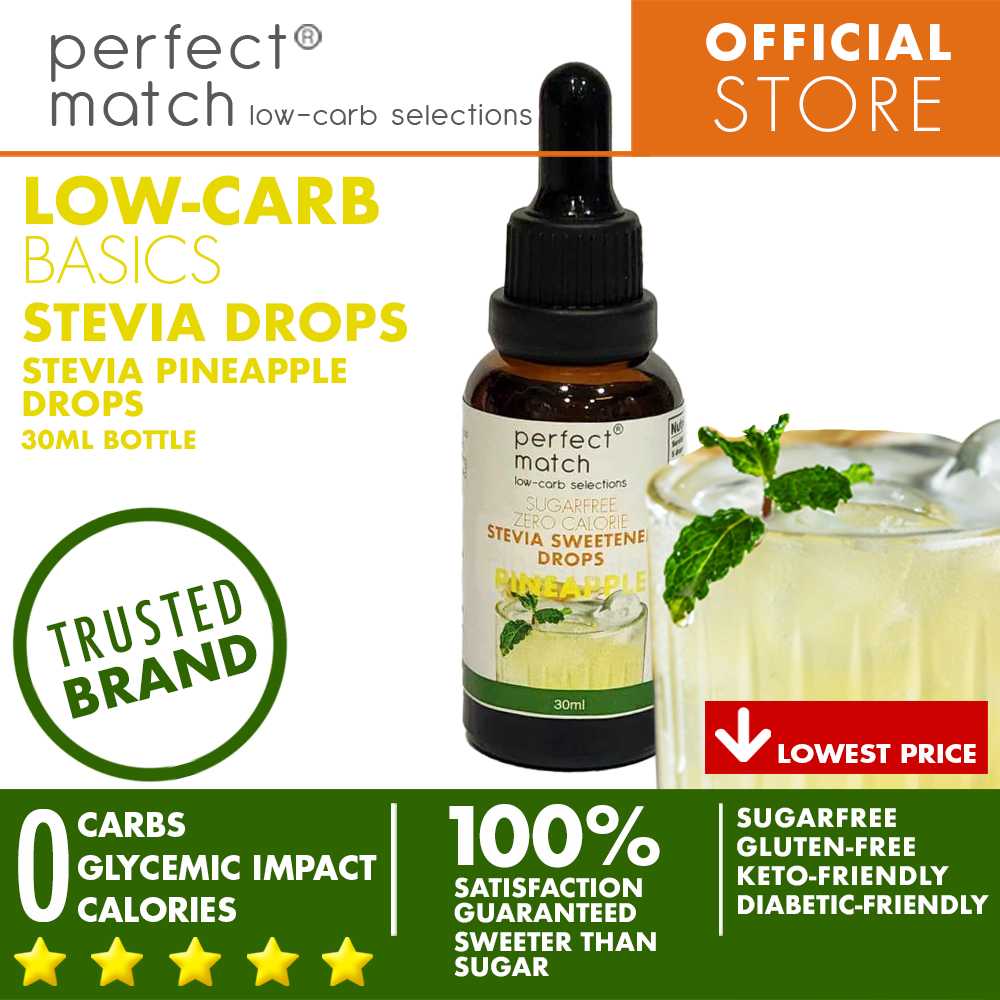 PerfectMatch Low-carb® | Stevia Drops Pineapple Flavor | Sugar-free | Sweetened Stevia Drops | Zero Calorie | Keto-friendly I 30ml