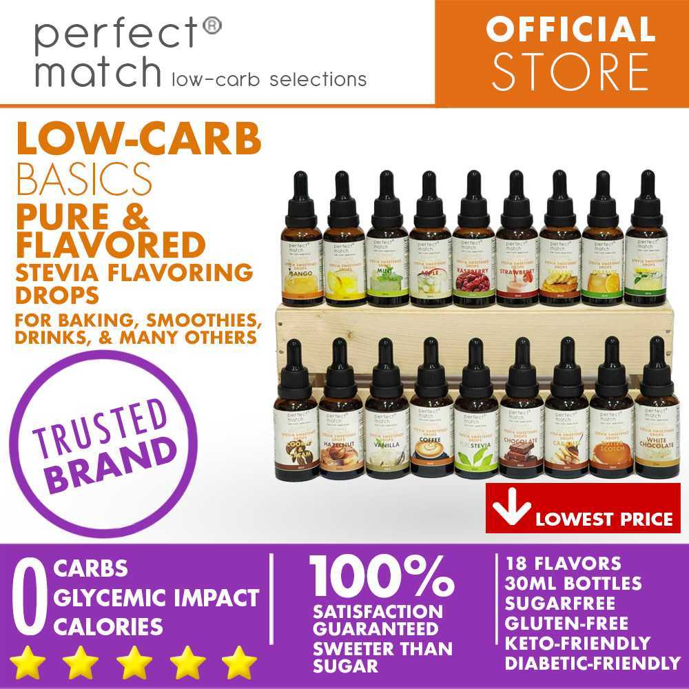 PerfectMatch Low-carb® | Stevia Drops Strawberry Flavor | Sugar-free | Sweetened Stevia Drops | Zero Calorie | Keto-friendly I 30ml