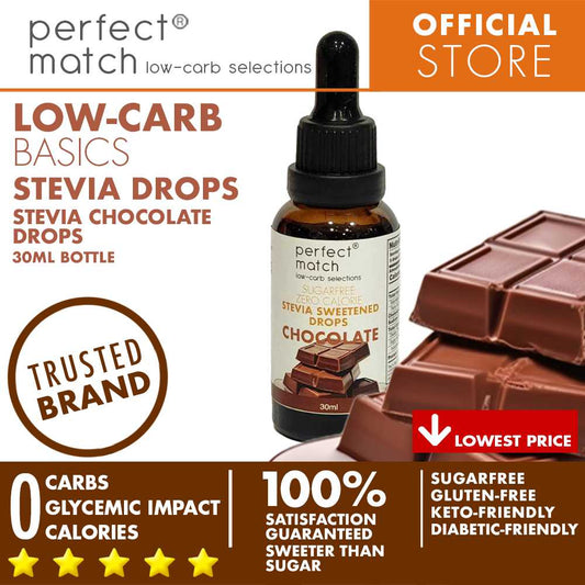 PerfectMatch Low-carb® | Stevia Drops Chocolate Flavor | Sugar-free | Sweetened Stevia Drops | Zero Calorie | Keto-friendly I 30ml